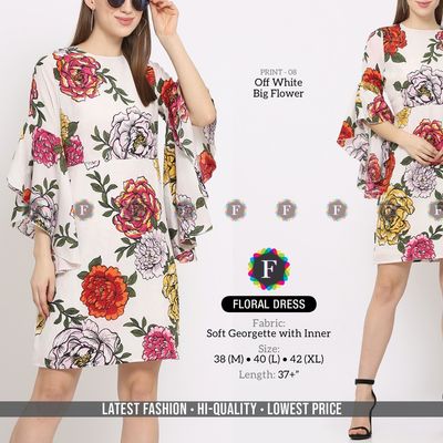 Soft Georgette Floral Dress with italian sleeve