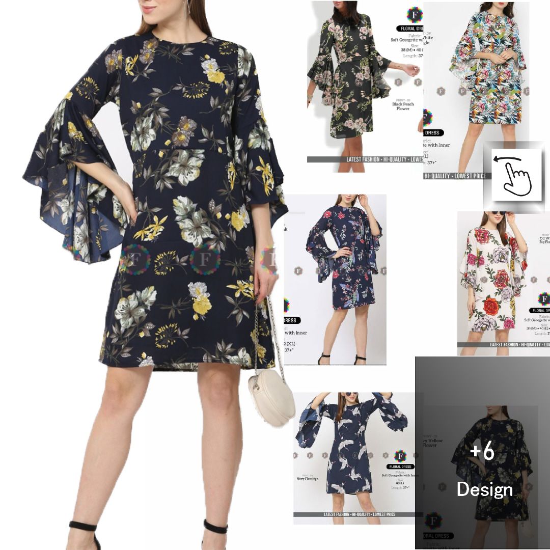 Soft Georgette Floral Dress with italian sleeve