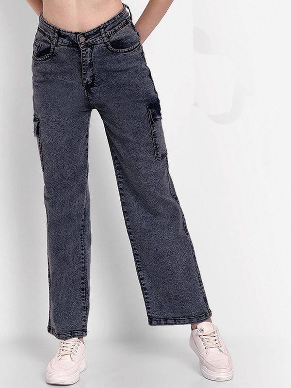 Women Black Denim Cargo pant