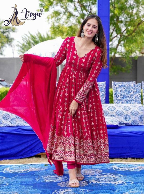 Saajan Anarkali style Gown with pant and dupatta