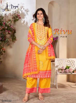 Rivu heavy muslin kurti palazzo suit with dupatta