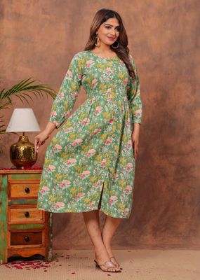 Pure Hand Block Printed Jaipuri Cotton Long Kurtis