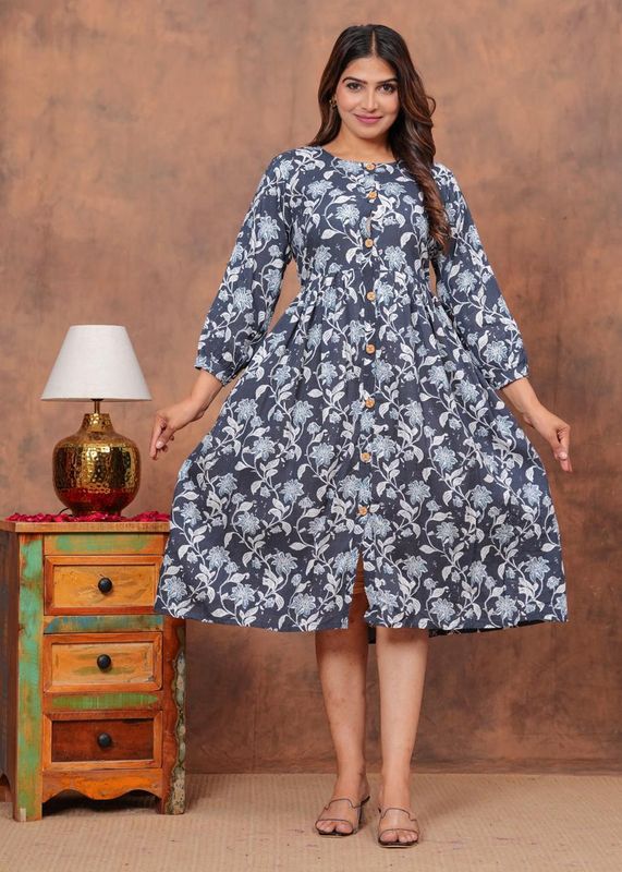 Pure Hand Block Printed Jaipuri Cotton Long Kurtis