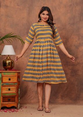 Pure Hand Block Printed Jaipuri Cotton Long Kurtis