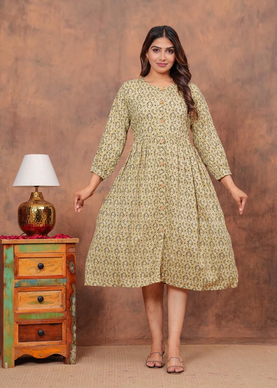 Pure Hand Block Printed Jaipuri Cotton Long Kurtis