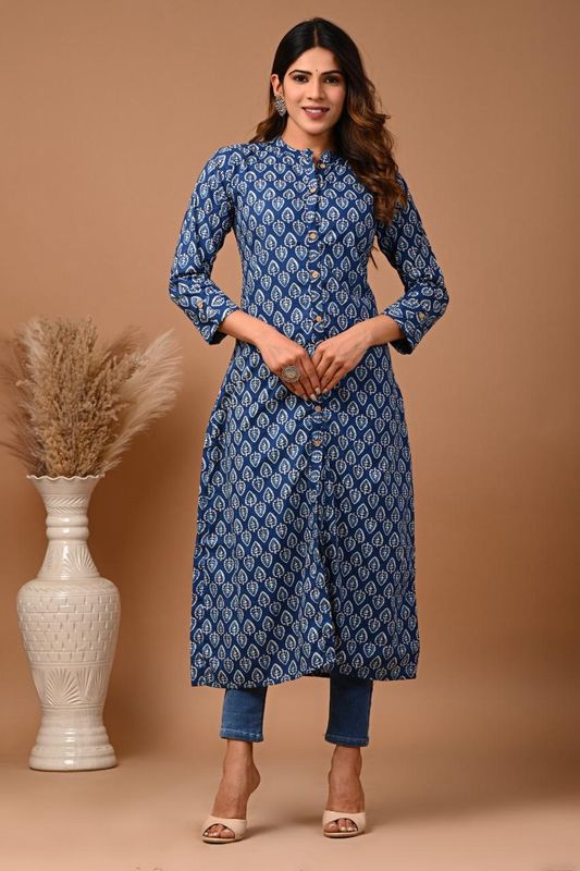 Pure Hand Block Printed Jaipuri Cotton Long Kurtis