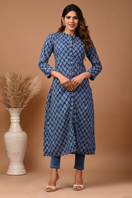 Pure Hand Block Printed Jaipuri Cotton Long Kurtis