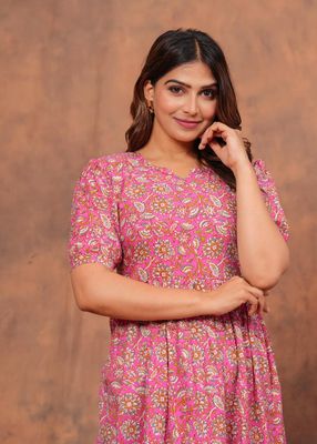 Pure Hand Block Printed Jaipuri Cotton Long Kurtis