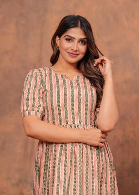 Pure Hand Block Printed Jaipuri Cotton Long Kurtis