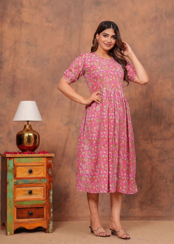 Pure Hand Block Printed Jaipuri Cotton Long Kurtis