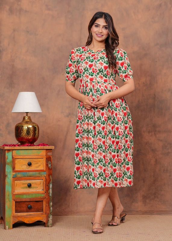 Pure Hand Block Printed Jaipuri Cotton Long Kurtis