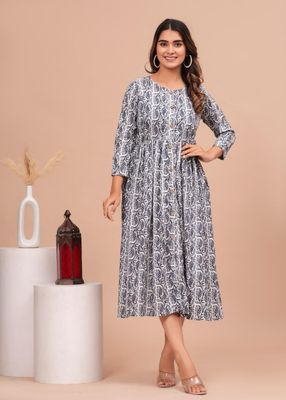 Pure Hand Block Printed Jaipuri Cotton Long Kurtis
