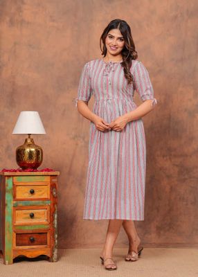 Pure Hand Block Printed Jaipuri Cotton Long Kurtis