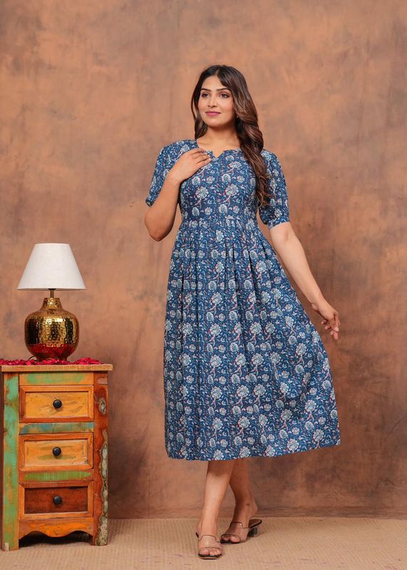 Pure Hand Block Printed Jaipuri Cotton Long Kurtis