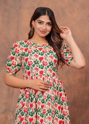 Pure Hand Block Printed Jaipuri Cotton Long Kurtis
