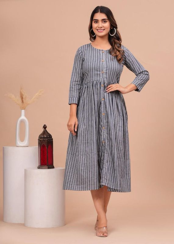 Pure Hand Block Printed Jaipuri Cotton Long Kurtis