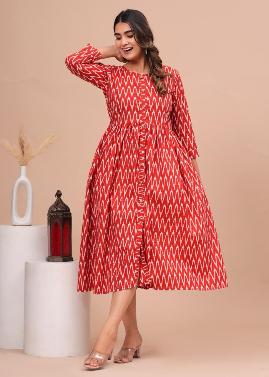 Pure Hand Block Printed Jaipuri Cotton Long Kurtis