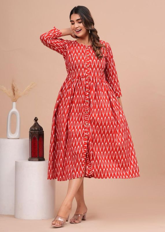 Pure Hand Block Printed Jaipuri Cotton Long Kurtis