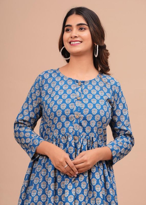 Pure Hand Block Printed Jaipuri Cotton Long Kurtis