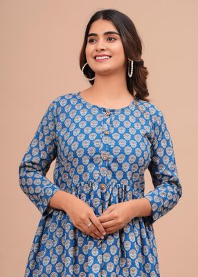 Pure Hand Block Printed Jaipuri Cotton Long Kurtis