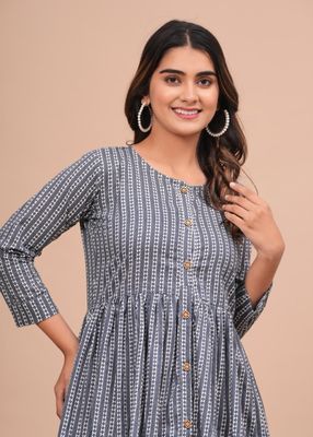 Pure Hand Block Printed Jaipuri Cotton Long Kurtis