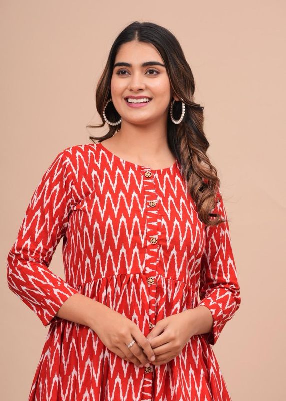Pure Hand Block Printed Jaipuri Cotton Long Kurtis