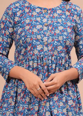 Pure Hand Block Printed Jaipuri Cotton Long Kurtis