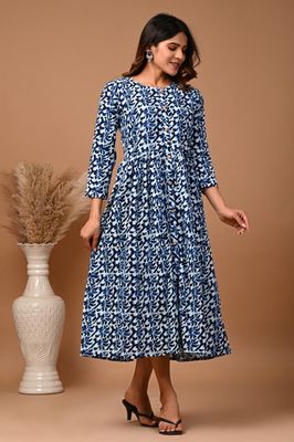 Pure Hand Block Printed Jaipuri Cotton Long Kurtis