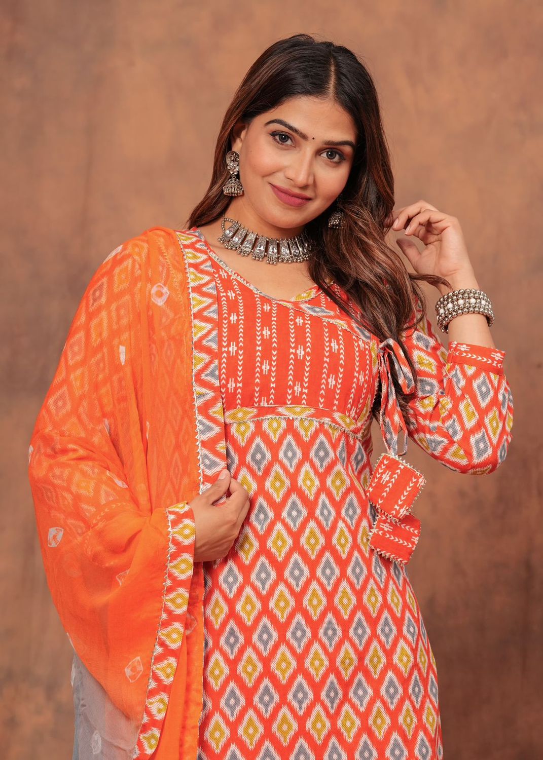 Exclusive Jaipuri Printed Cotton 3 Pc Kurti Set  with Kota Dupatta