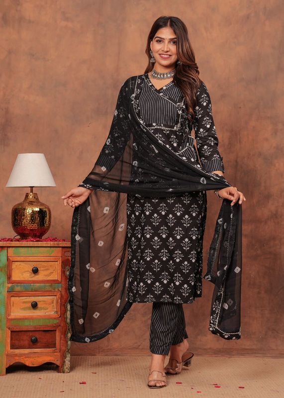 Exclusive Jaipuri Printed Cotton 3 Pc Kurti Set  with Kota Dupatta