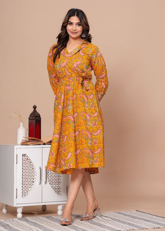 Exclusive Pure Cotton Printed Jaipuri Kurtis, With Umbrella Cut