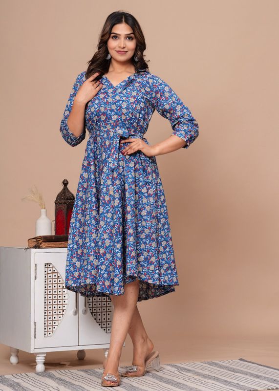 Exclusive Pure Cotton Printed Jaipuri Kurtis, With Umbrella Cut