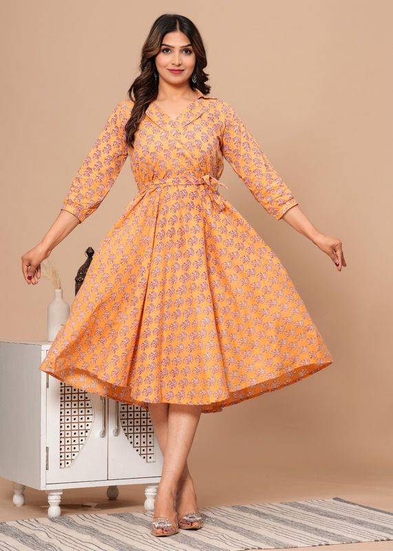 Exclusive Pure Cotton Printed Jaipuri Kurtis, With Umbrella Cut