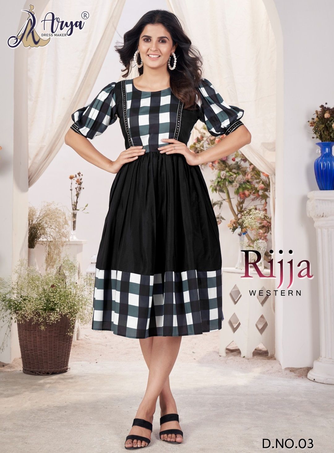 Rijja Western Cotton Dress Black