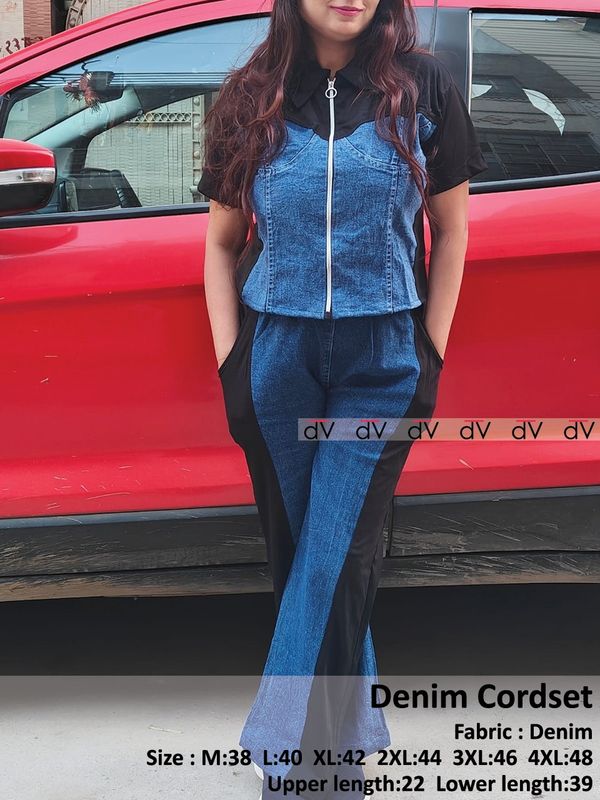 Denim cord set fits medium to plus size