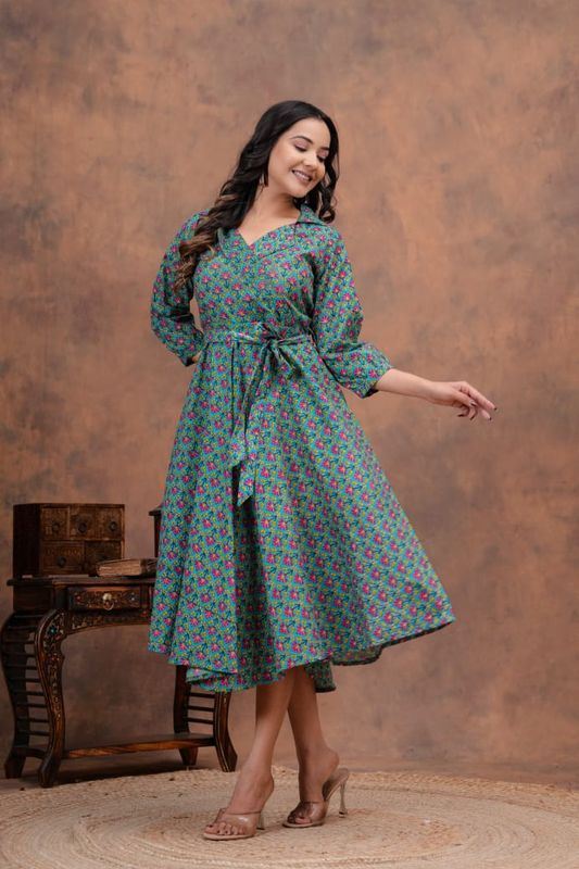 Exclusive Pure Cotton Printed Jaipuri Kurtis, With Umbrella Cut