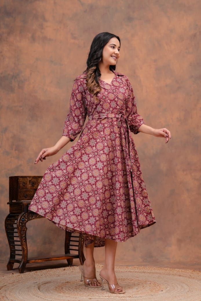 Exclusive Pure Cotton Printed Jaipuri Kurtis, With Umbrella Cut