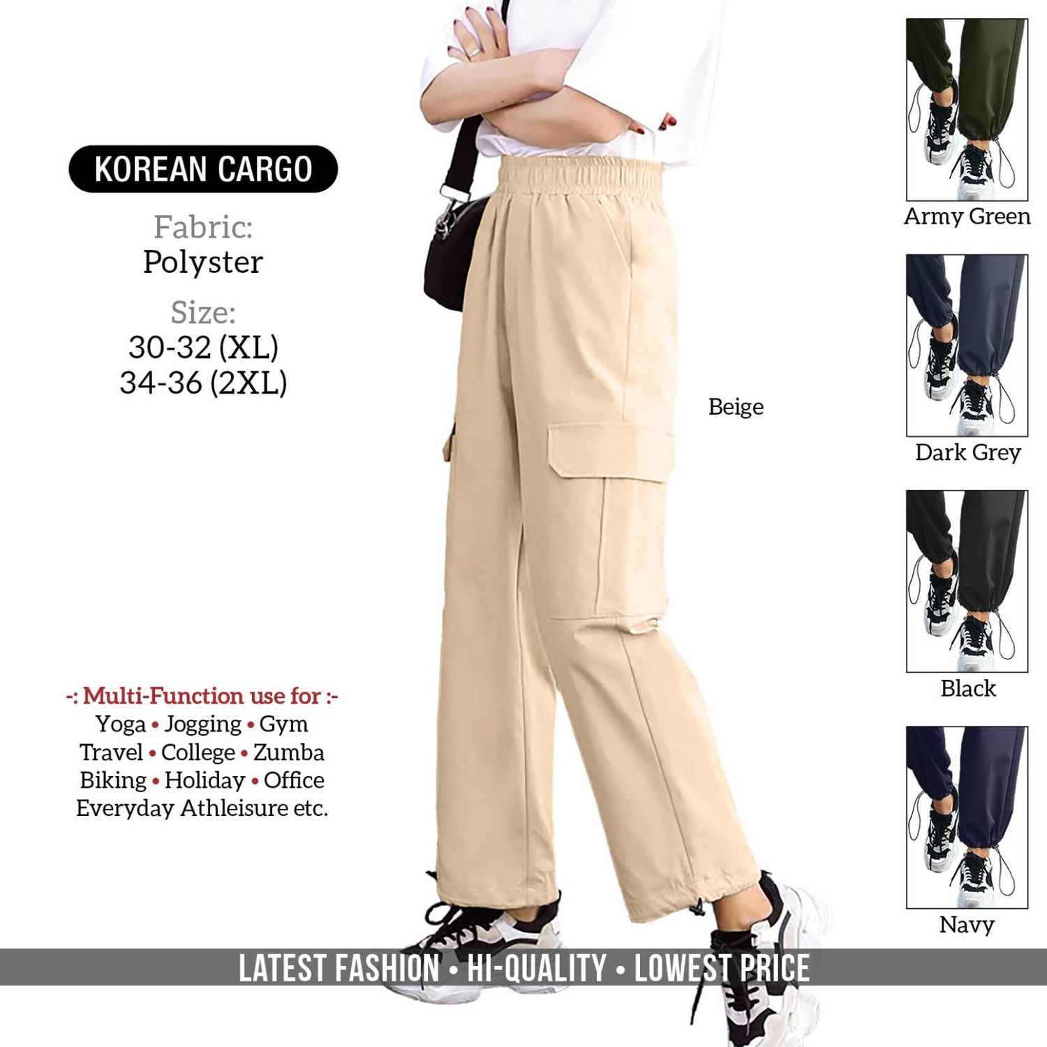 Ladies Korean Cargo pant for active wear