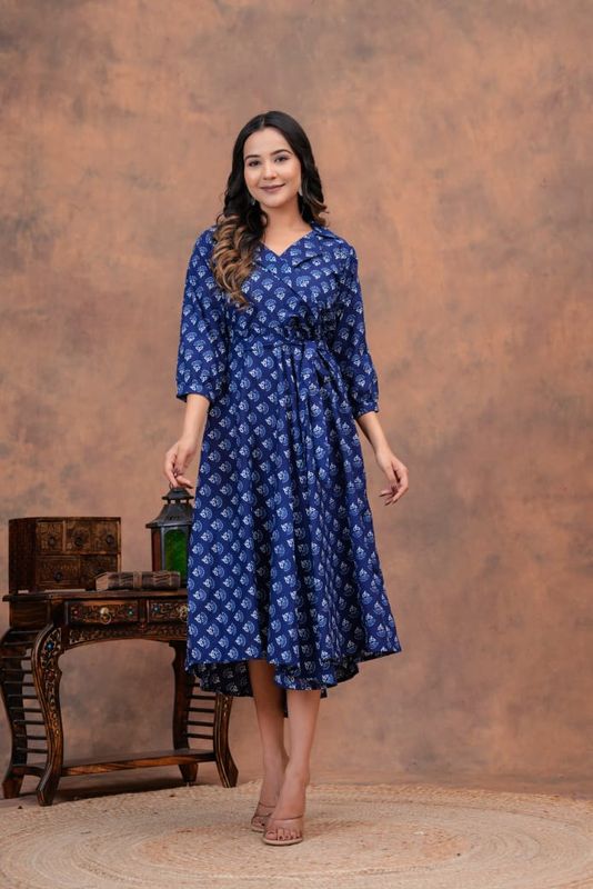 Exclusive Pure Cotton Printed Jaipuri Kurtis, With Umbrella Cut