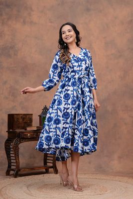 Exclusive Pure Cotton Printed Jaipuri Kurtis, With Umbrella Cut