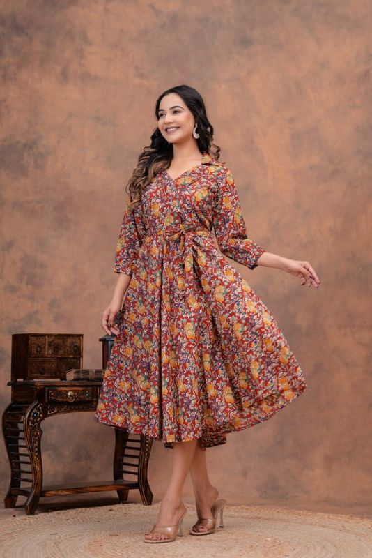 Exclusive Pure Cotton Printed Jaipuri Kurtis, With Umbrella Cut