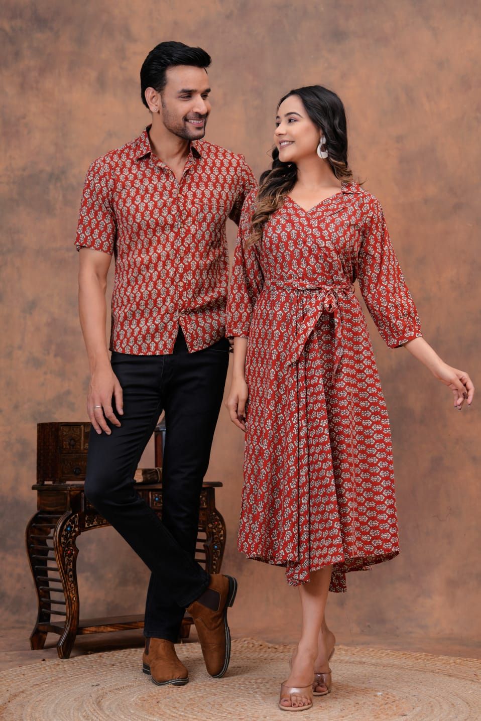 Couple combo offer- Cotton kurti with umbrella cut and  Men&#39;s shirt