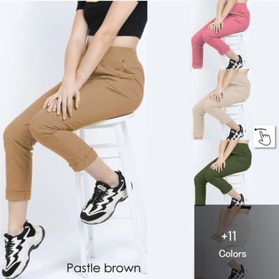 Swahili cotton folded crop pant for ladies