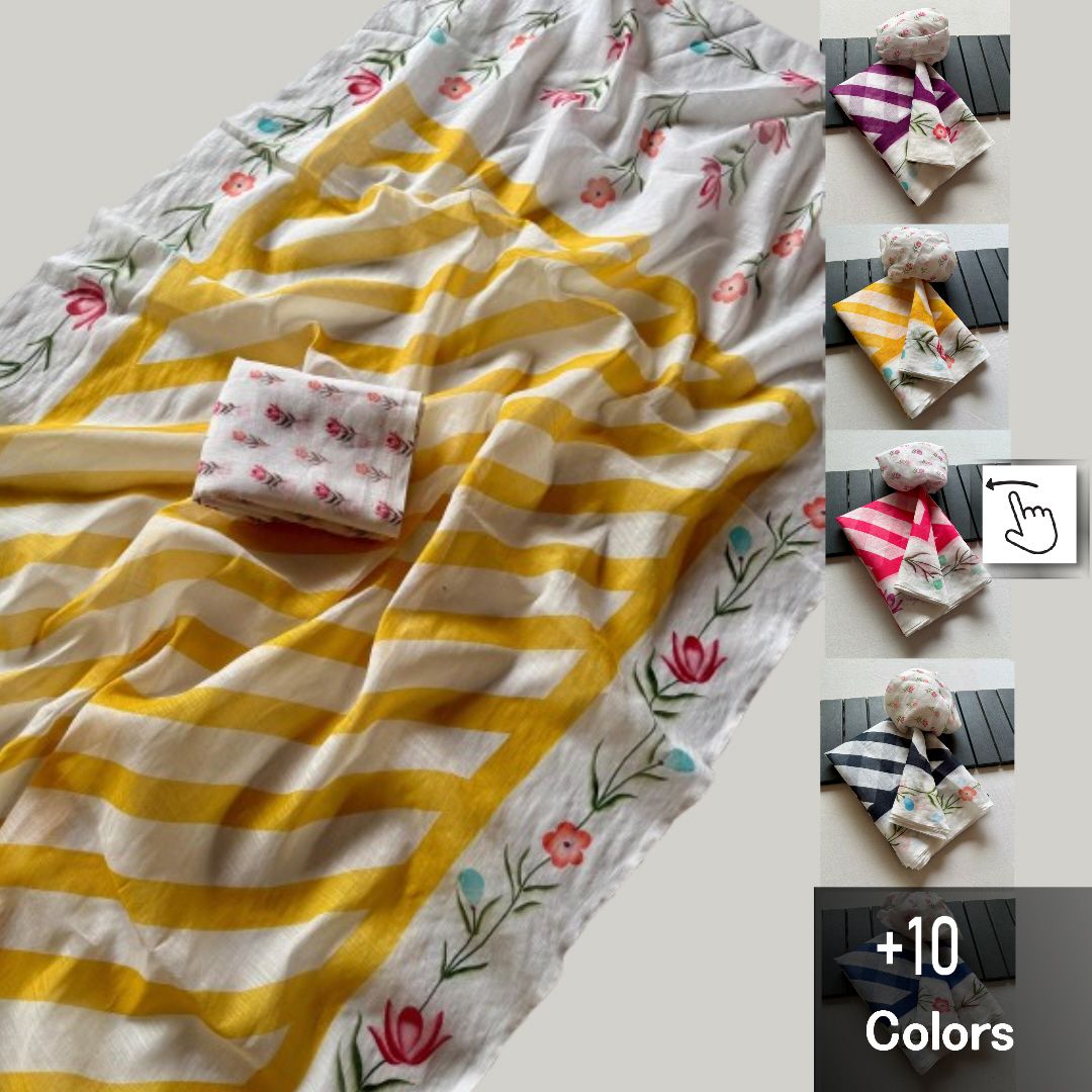 Savan special Soft Linen Saree Digital Laheriya Print