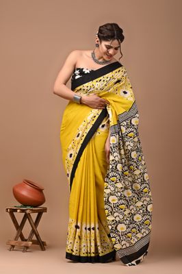 Pure Cotton Mul Mul  Printed Sarees With Blouse
