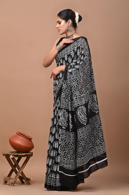 Pure Cotton Mul Mul  Printed Sarees With Blouse