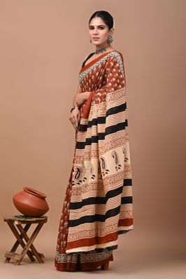 Pure Cotton Mul Mul  Printed Sarees With Blouse