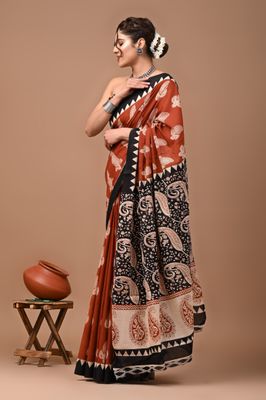 Pure Cotton Mul Mul  Printed Sarees With Blouse