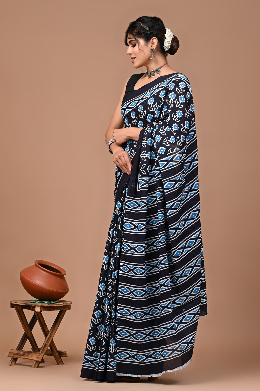 Pure Cotton Mul Mul  Printed Sarees With Blouse