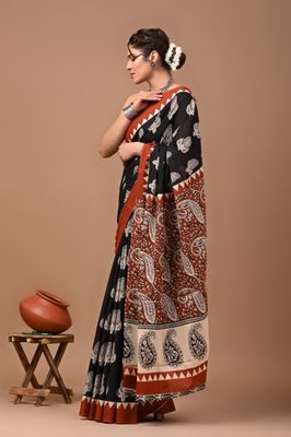 Pure Cotton Mul Mul  Printed Sarees With Blouse